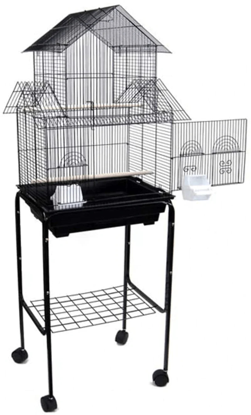YML 5844 3/8" Bar Spacing Pagoda Bird Cage with Stand Animals & Pet Supplies > Pet Supplies > Bird Supplies > Bird Cages & Stands YML Black 18" x 14"/Small 