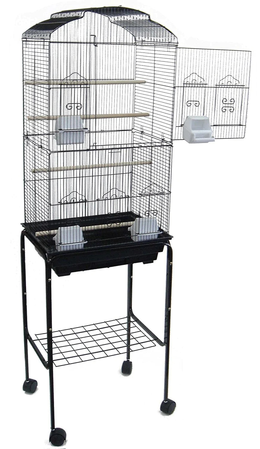 YML 6804 3/8" Bar Spacing Tall Shall Top Bird Cage with Stand, 18" X 14"/Small, Black Animals & Pet Supplies > Pet Supplies > Bird Supplies > Bird Cages & Stands YML Group Inc.   