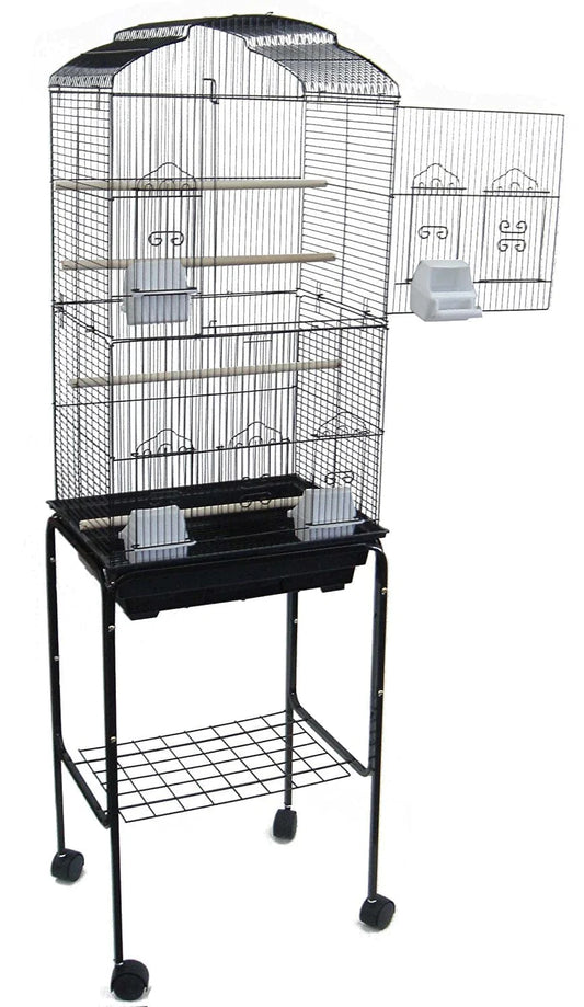 YML 6804 3/8" Bar Spacing Tall Shall Top Bird Cage with Stand, 18" X 14"/Small, Black Animals & Pet Supplies > Pet Supplies > Bird Supplies > Bird Cages & Stands YML Group Inc.   