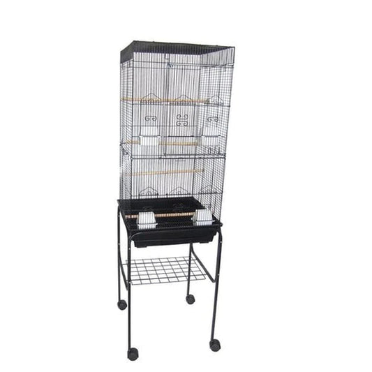 YML 6824_4814BLK 3/8" Bar Spacing Tall Flat Top Bird Cage with Stand, 18" X 14"/Small, Black Animals & Pet Supplies > Pet Supplies > Bird Supplies > Bird Cages & Stands YML Group Inc.   