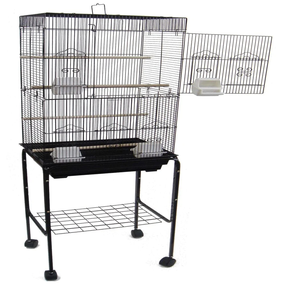 YML 6824_4814BLK 3/8" Bar Spacing Tall Flat Top Bird Cage with Stand, 18" X 14"/Small, Black Animals & Pet Supplies > Pet Supplies > Bird Supplies > Bird Cages & Stands YML Group Inc.   