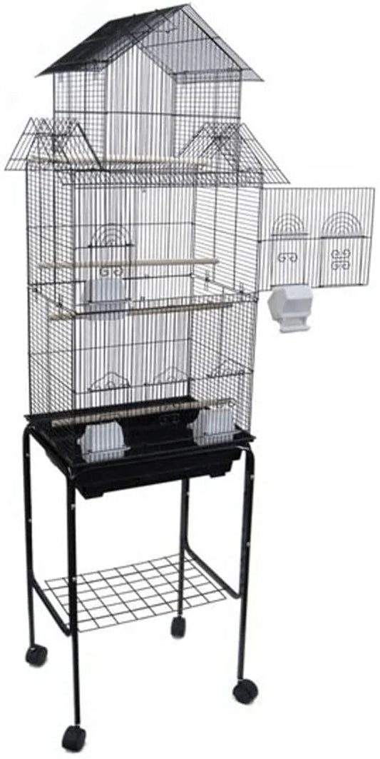 YML 6844 3/8" Bar Spacing Tall Pagoda Top Bird Cage with Stand Animals & Pet Supplies > Pet Supplies > Bird Supplies > Bird Cages & Stands YML Black 18" x 14"/Small 