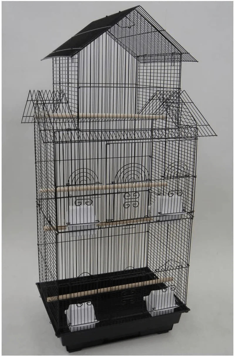 YML 6844 3/8" Bar Spacing Tall Pagoda Top Bird Cage with Stand Animals & Pet Supplies > Pet Supplies > Bird Supplies > Bird Cages & Stands YML White 18" x 14"/Small 