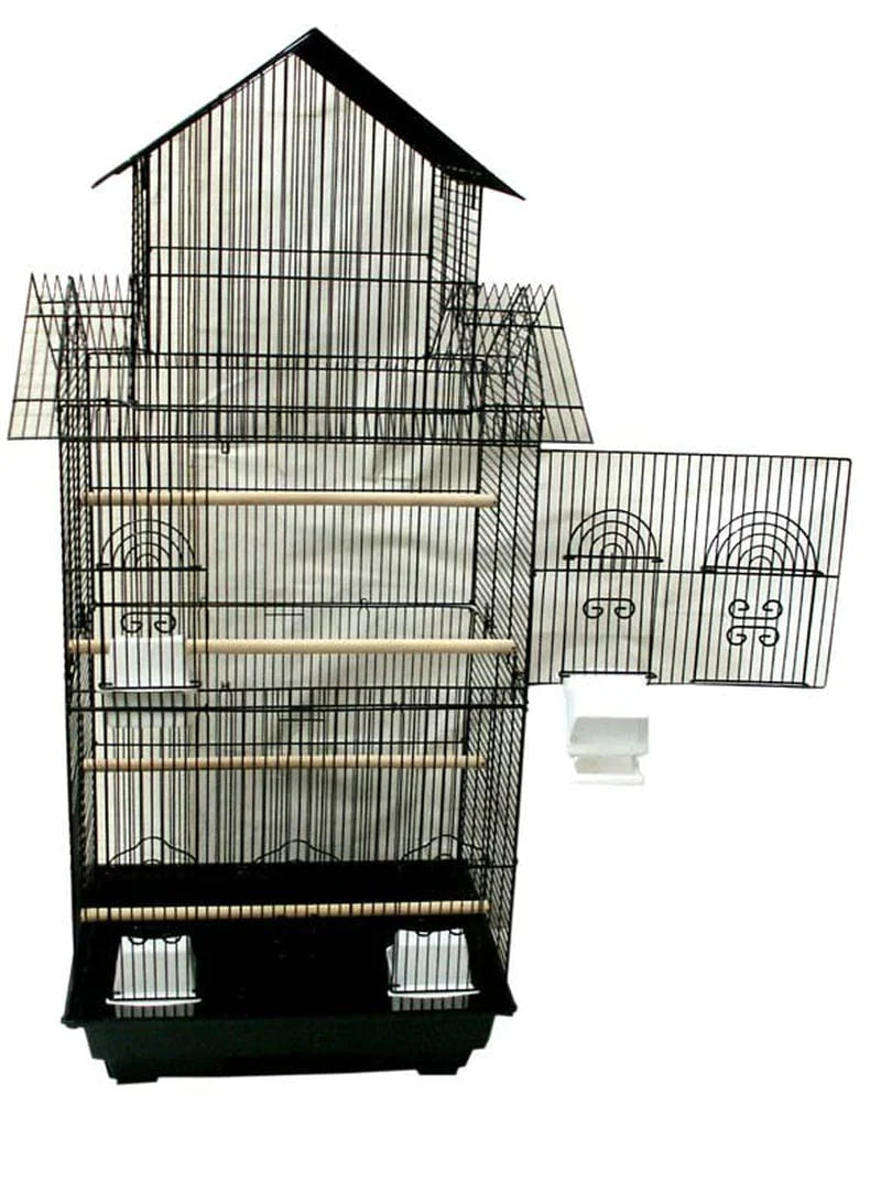 YML 6844_4814BLK 3/8" Bar Spacing Tall Pagoda Top Bird Cage with Stand, 18" X 14"/Small, Black Animals & Pet Supplies > Pet Supplies > Bird Supplies > Bird Cages & Stands YML Group Inc.   