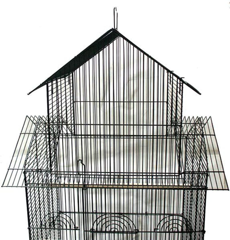 YML 6844_4814BLK 3/8" Bar Spacing Tall Pagoda Top Bird Cage with Stand, 18" X 14"/Small, Black Animals & Pet Supplies > Pet Supplies > Bird Supplies > Bird Cages & Stands YML Group Inc.   