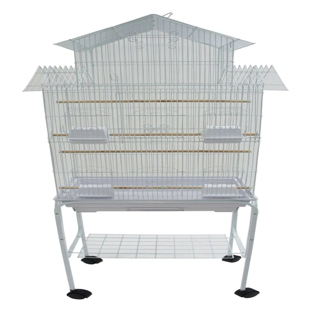 YML 6844_4814BLK 3/8" Bar Spacing Tall Pagoda Top Bird Cage with Stand, 18" X 14"/Small, Black Animals & Pet Supplies > Pet Supplies > Bird Supplies > Bird Cages & Stands YML Group Inc. White  