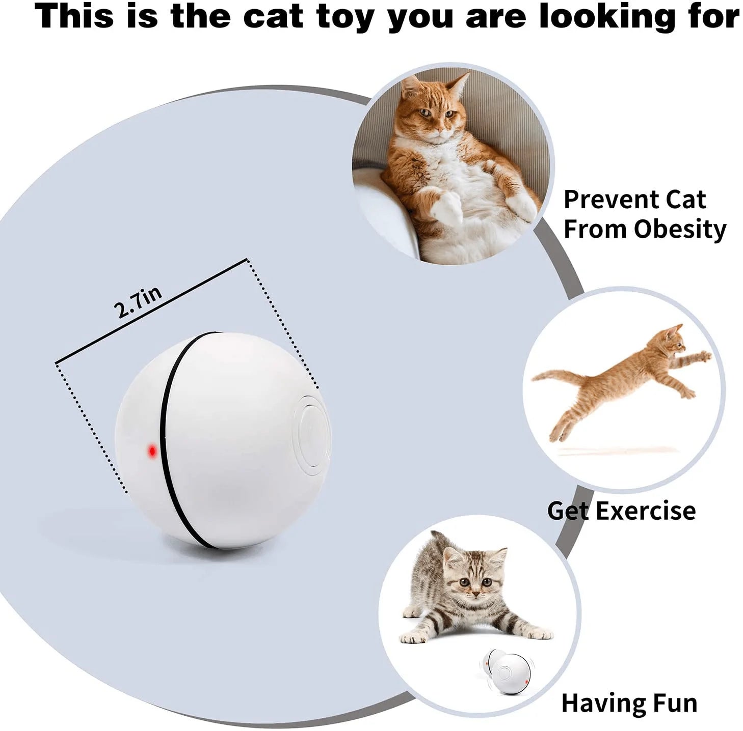 YOFUN Smart Interactive Cat Toy - Newest Version 360 Degree Self Rotating Ball, USB Rechargeable Pet Toy, Build-In Spinning Led Light, Stimulate Hunting Instinct for Your Kitty Animals & Pet Supplies > Pet Supplies > Dog Supplies > Dog Treadmills Y YOFUN   