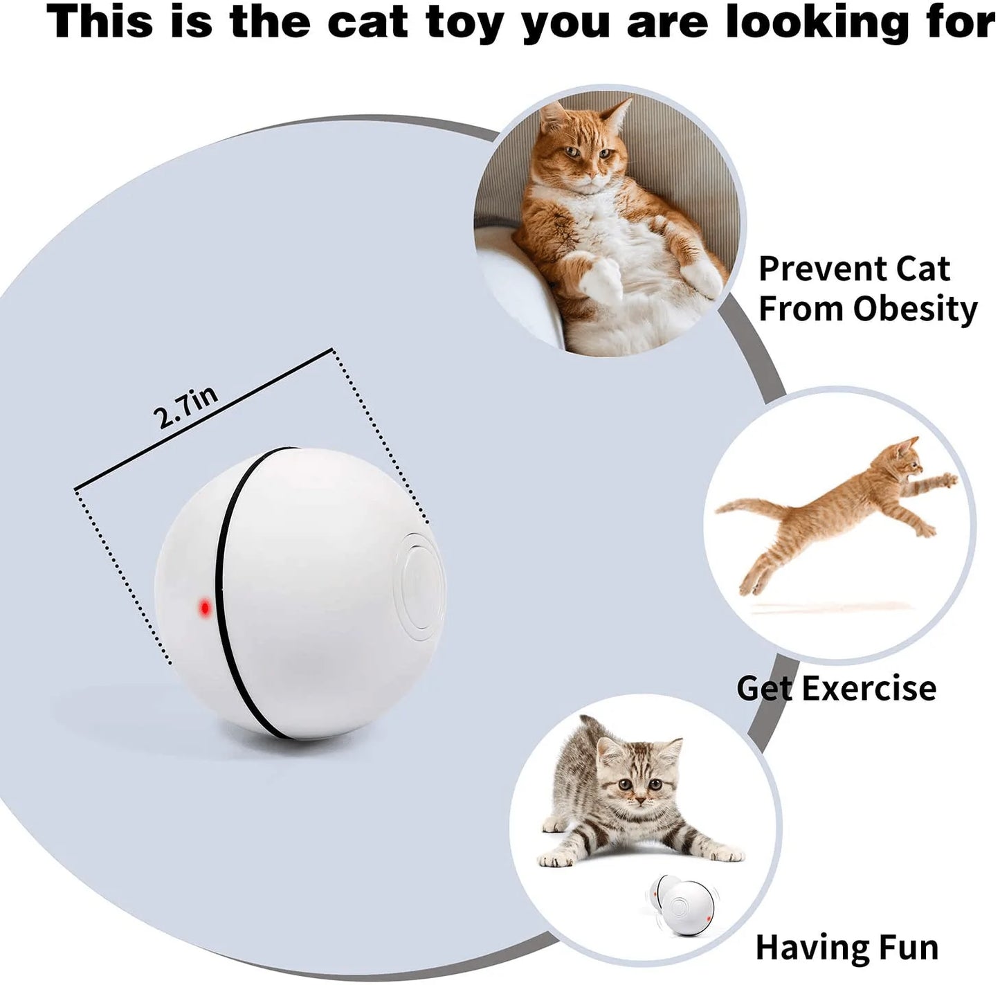 YOFUN Smart Interactive Cat Toy - Newest Version 360 Degree Self Rotating Ball, USB Rechargeable Pet Toy, Build-In Spinning Led Light, Stimulate Hunting Instinct for Your Kitty Animals & Pet Supplies > Pet Supplies > Cat Supplies > Cat Toys Y YOFUN   