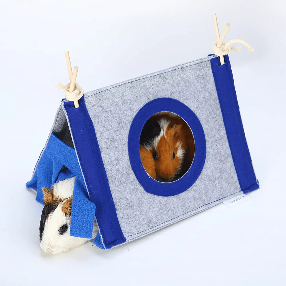 YOGURTCK Guinea Pig Hideout, Hamster Tunnel Tent House, Small Animals Hideaway Toys Playing Sleeping Resting Warm Nest Habitats Cage Supplies - Blue Animals & Pet Supplies > Pet Supplies > Small Animal Supplies > Small Animal Habitat Accessories YOGURTCK   