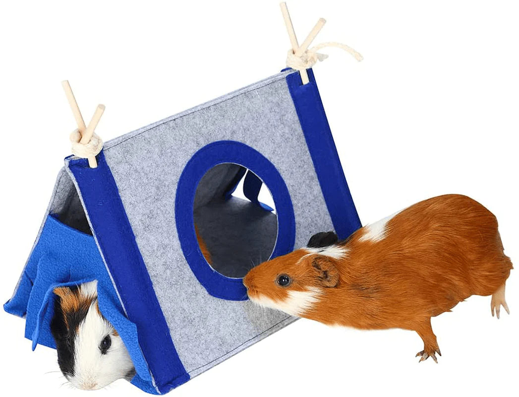 YOGURTCK Guinea Pig Hideout, Hamster Tunnel Tent House, Small Animals Hideaway Toys Playing Sleeping Resting Warm Nest Habitats Cage Supplies - Blue Animals & Pet Supplies > Pet Supplies > Small Animal Supplies > Small Animal Habitat Accessories YOGURTCK   