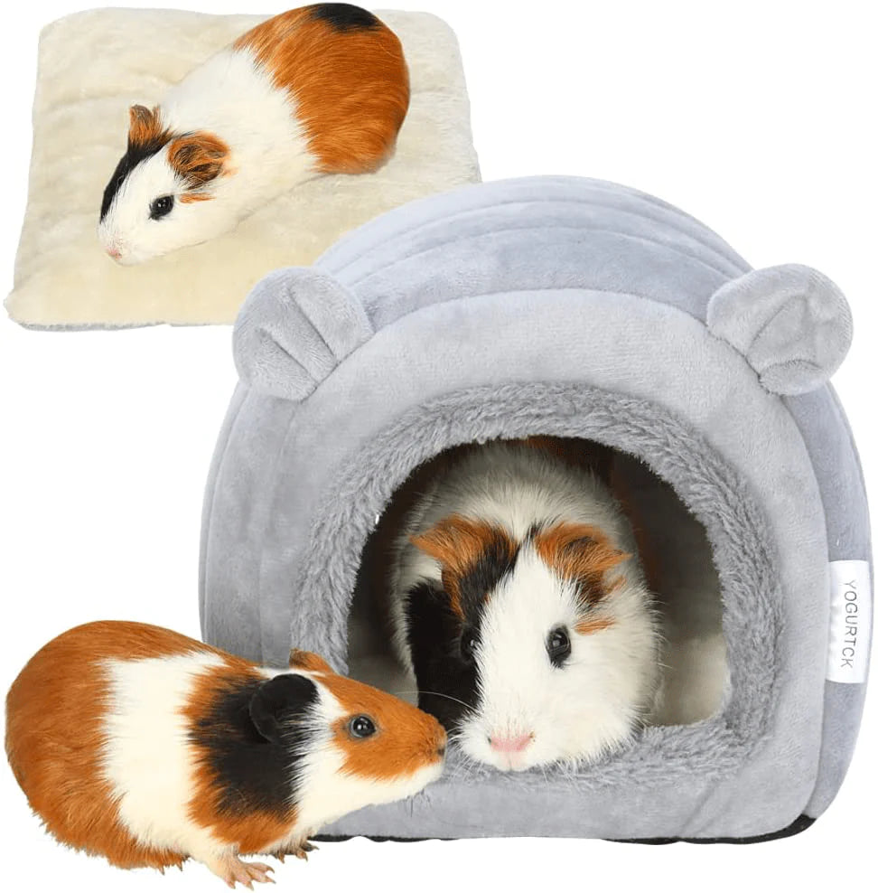 YOGURTCK Hamster Hedgehog Guinea Pig Cave Bed Nest Hideout, Small Animals Cage Supplies Warm House - Gray