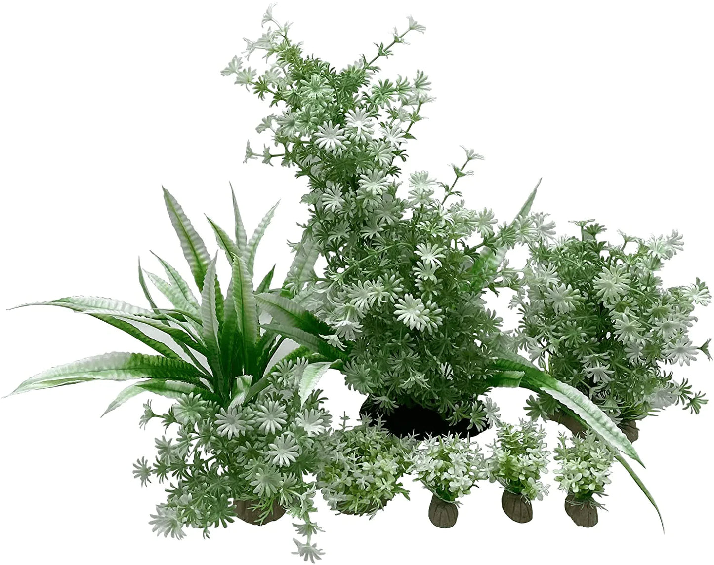 YOJOE Aquarium Plants Aquarium Decor Plastic Plants Fish Tank Decoration Aquarium Plant Set Green Plants, Aquarium Green Plants Set 5 Pieces Animals & Pet Supplies > Pet Supplies > Fish Supplies > Aquarium Decor YOJOE White Grass Plant Set 8 pieces  