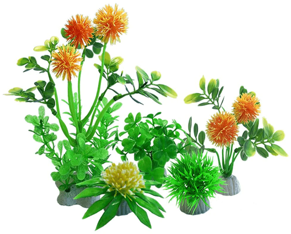 YOJOE Aquarium Plants Aquarium Decor Plastic Plants Fish Tank Decoration Aquarium Plant Set Green Plants, Aquarium Green Plants Set 5 Pieces Animals & Pet Supplies > Pet Supplies > Fish Supplies > Aquarium Decor YOJOE Orange Flower Ball Set 5 pieces  