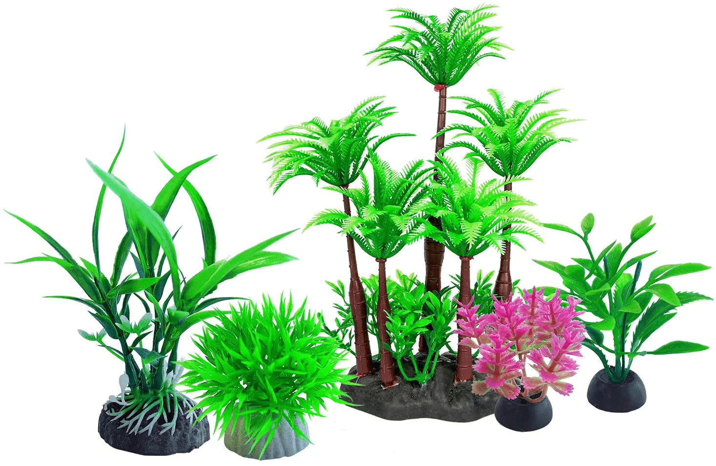 YOJOE Aquarium Plants Aquarium Decor Plastic Plants Fish Tank Decoration Aquarium Plant Set Green Plants, Aquarium Green Plants Set 5 Pieces Animals & Pet Supplies > Pet Supplies > Fish Supplies > Aquarium Decor YOJOE Coconut tree Set 5 pieces  