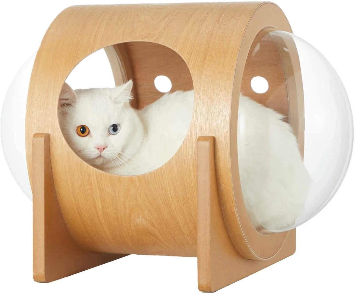 Yoleny Wooden Cat Bed Capsule Spaceship Gamma Cat Bed with Acrylic Dome, Indoor Cat House with Large Transparent Capsule for Mammals Animals & Pet Supplies > Pet Supplies > Cat Supplies > Cat Beds Yoleny   