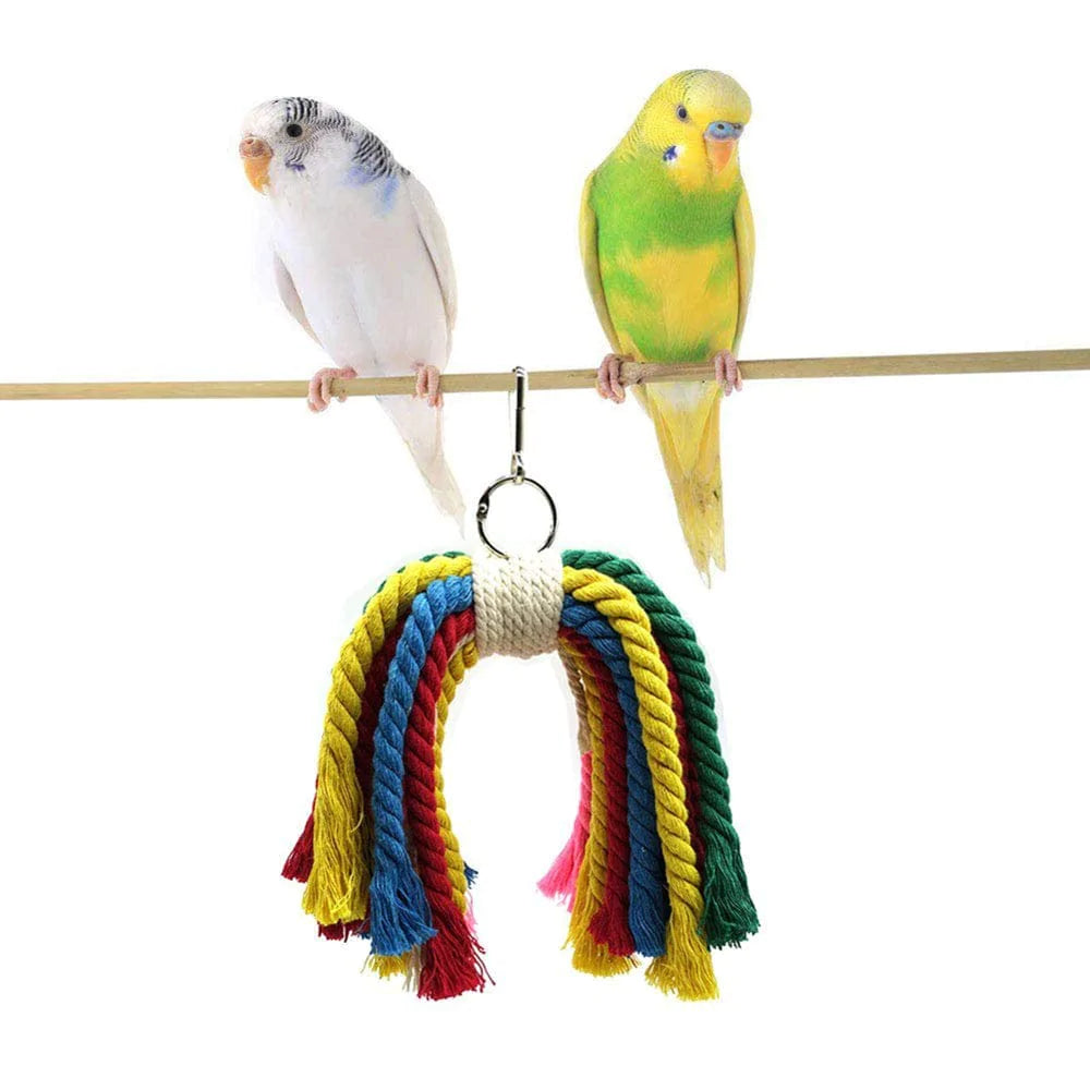 Yoone 7Pcs Wooden Beads Bell Swing Ladder Bird Parakeet Hanging Perch Parrot Pet Toy Animals & Pet Supplies > Pet Supplies > Bird Supplies > Bird Ladders & Perches Yoone   