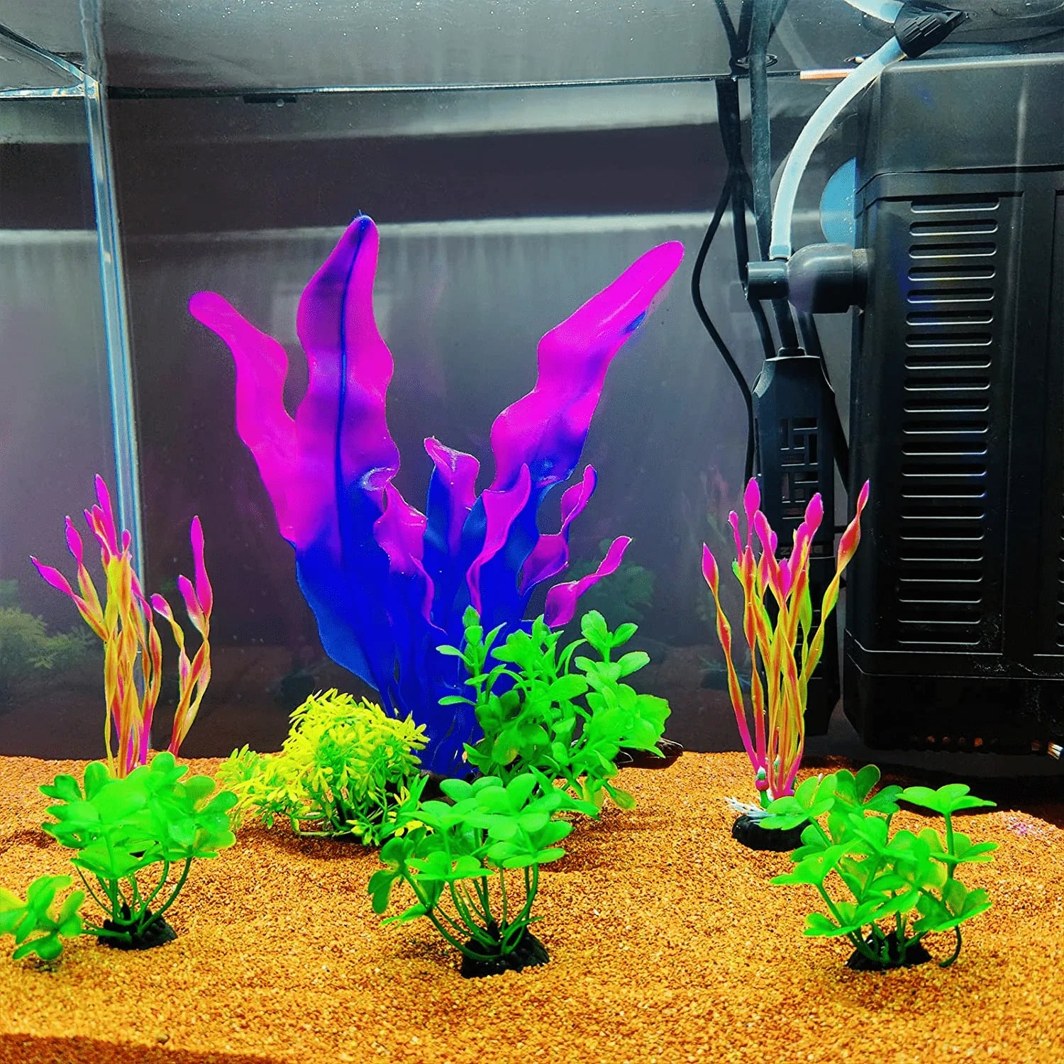 YOULODE Artificial Seaweed Water Plants for Aquarium, Plastic Fish Tank Plant Decorations 6 PCS Purple Animals & Pet Supplies > Pet Supplies > Fish Supplies > Aquarium Decor YOULODE   