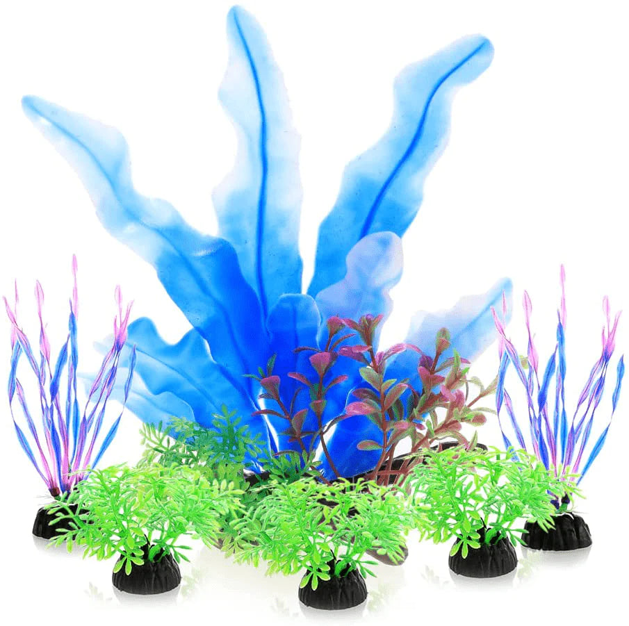 YOULODE Artificial Seaweed Water Plants for Aquarium, Plastic Fish Tank Plant Decorations 6 PCS Purple Animals & Pet Supplies > Pet Supplies > Fish Supplies > Aquarium Decor YOULODE C-blue  