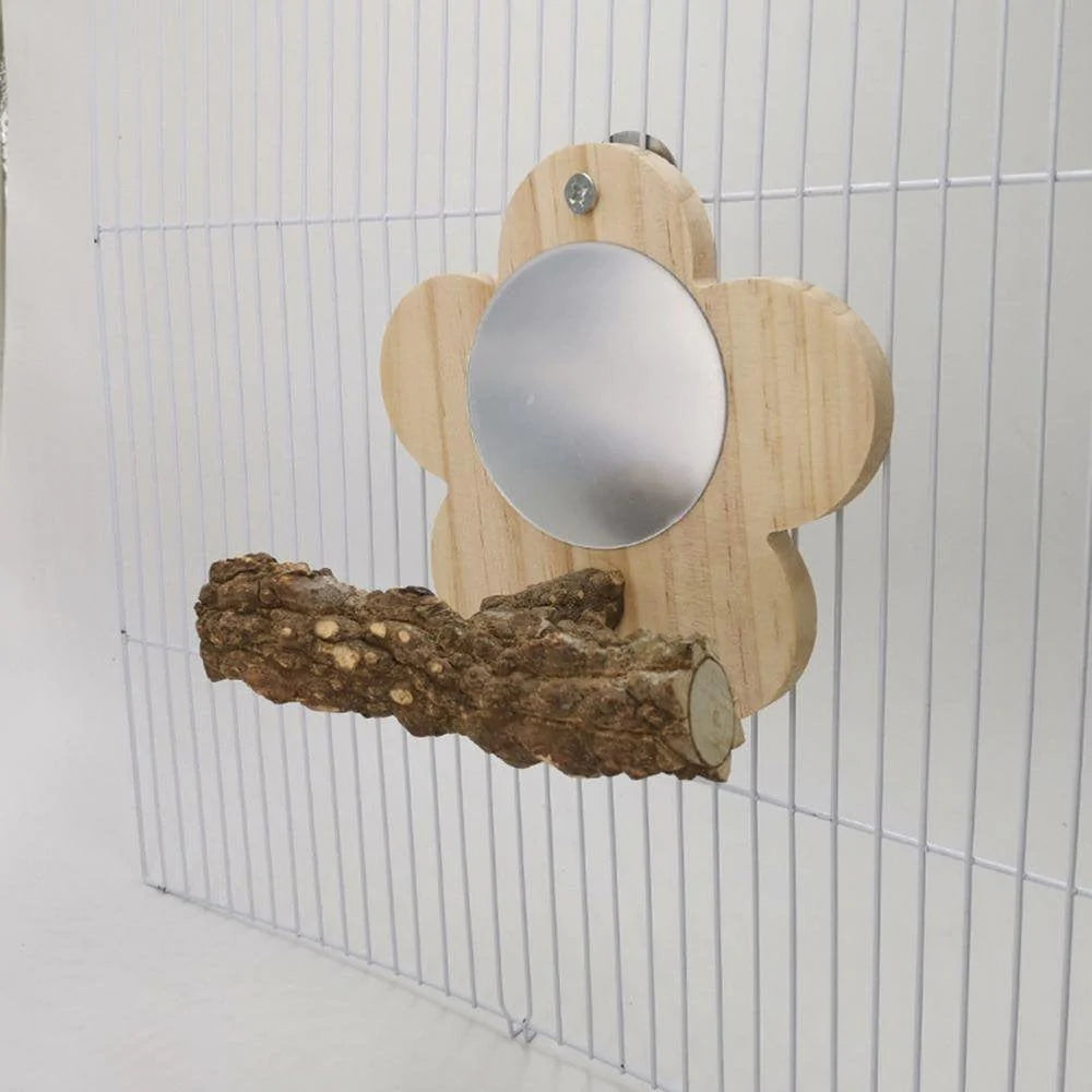 Younar Flower Bird Mirror with Perch Bird Parakeet Mirror for Cage Bird Stand Mirror Toys Birdcage Fun for Conure Cockatiel Budgie Gerbil African Grey Macaw Gorgeously Animals & Pet Supplies > Pet Supplies > Bird Supplies > Bird Cages & Stands Younar   
