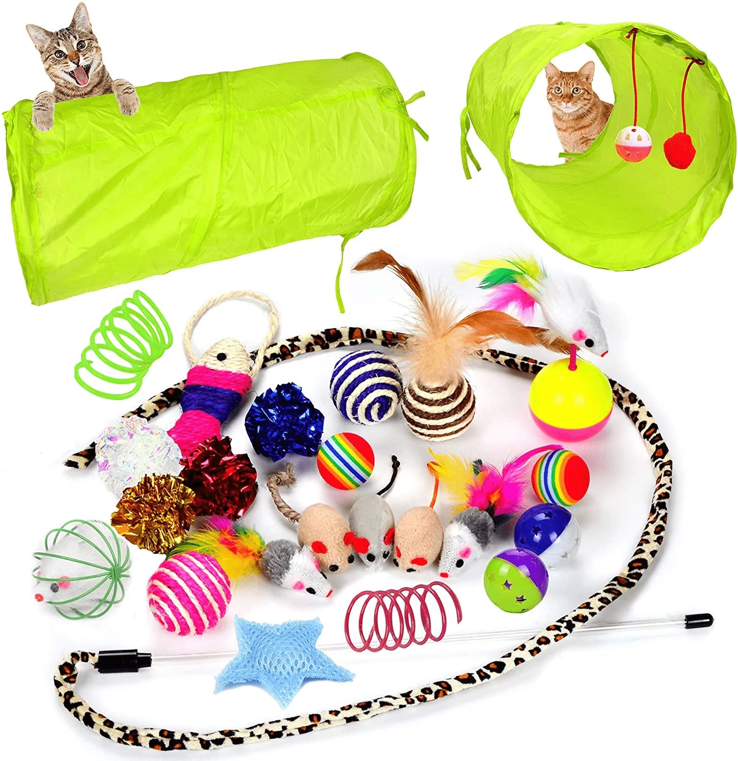 Youngever 24 Cat Toys Kitten Toys Assortments, Tunnel, Interactive Cat Teaser, Fluffy Mouse, Crinkle Balls for Cat, Kitty, Kitten Animals & Pet Supplies > Pet Supplies > Cat Supplies > Cat Toys Youngever LLC   