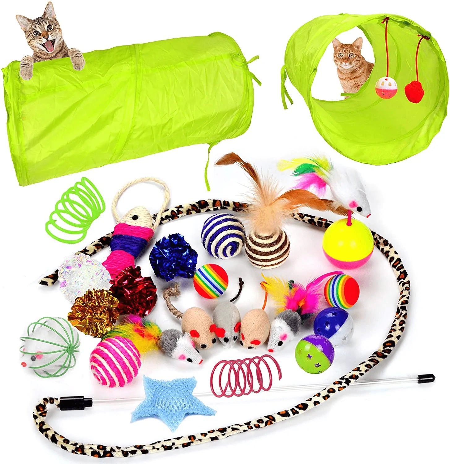 Youngever 24 Cat Toys Kitten Toys Assortments, Tunnel, Interactive Cat Teaser, Fluffy Mouse, Crinkle Balls for Cat, Kitty, Kitten Animals & Pet Supplies > Pet Supplies > Cat Supplies > Cat Toys Youngever LLC   