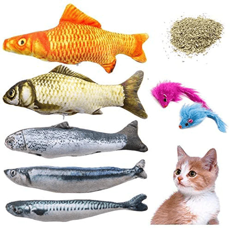 Youngever 7 Cat Toys Assortment with 5 Refillable Catnip Fish Cat Toys and 2 Catnip Fur Mouse Cat Toys, Extra Catnip for Refill, for Cat, Puppy, Kitty, Kitten, Ferret, Rabbit Animals & Pet Supplies > Pet Supplies > Cat Supplies > Cat Toys Youngever   