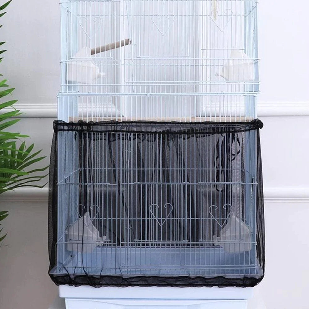 Yous Auto Bird Cage Seed Catcher Adjustable Parrot Cage Skirt Mesh Pet Bird Cage Skirt Guard Cage Accessories for Square round Cage,Black L Animals & Pet Supplies > Pet Supplies > Bird Supplies > Bird Cage Accessories Yous Auto   