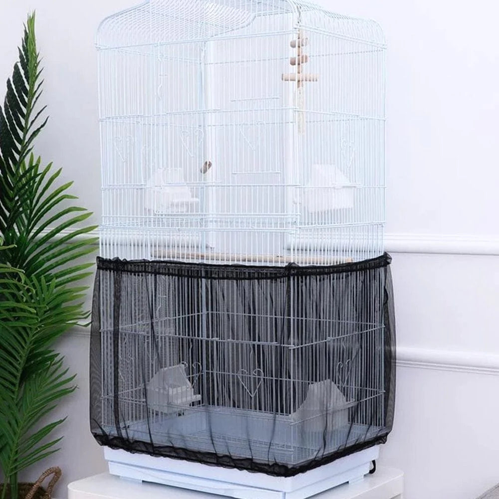 Yous Auto Bird Cage Seed Catcher Adjustable Parrot Cage Skirt Mesh Pet Bird Cage Skirt Guard Cage Accessories for Square round Cage,Black L Animals & Pet Supplies > Pet Supplies > Bird Supplies > Bird Cage Accessories Yous Auto   