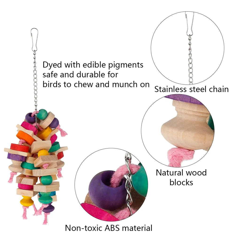 Yous Auto Bird Chewing Toy - Parrot Cage Bite Toys Wooden Block Bird Parrot Toys for Small and Medium Parrots and Birds Animals & Pet Supplies > Pet Supplies > Bird Supplies > Bird Toys Yous Auto   