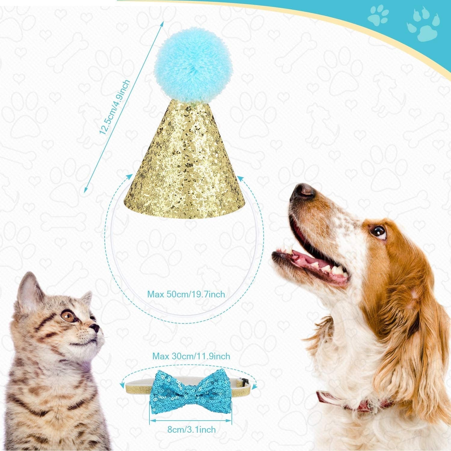 YOUTHINK Pet Cat Dog Birthday Hat, Pet Party Hat Bowknot Bow Tie Breakaway Collar Set Adjustable Headband for Kitten Puppy Animals & Pet Supplies > Pet Supplies > Dog Supplies > Dog Apparel YOUTHINK   