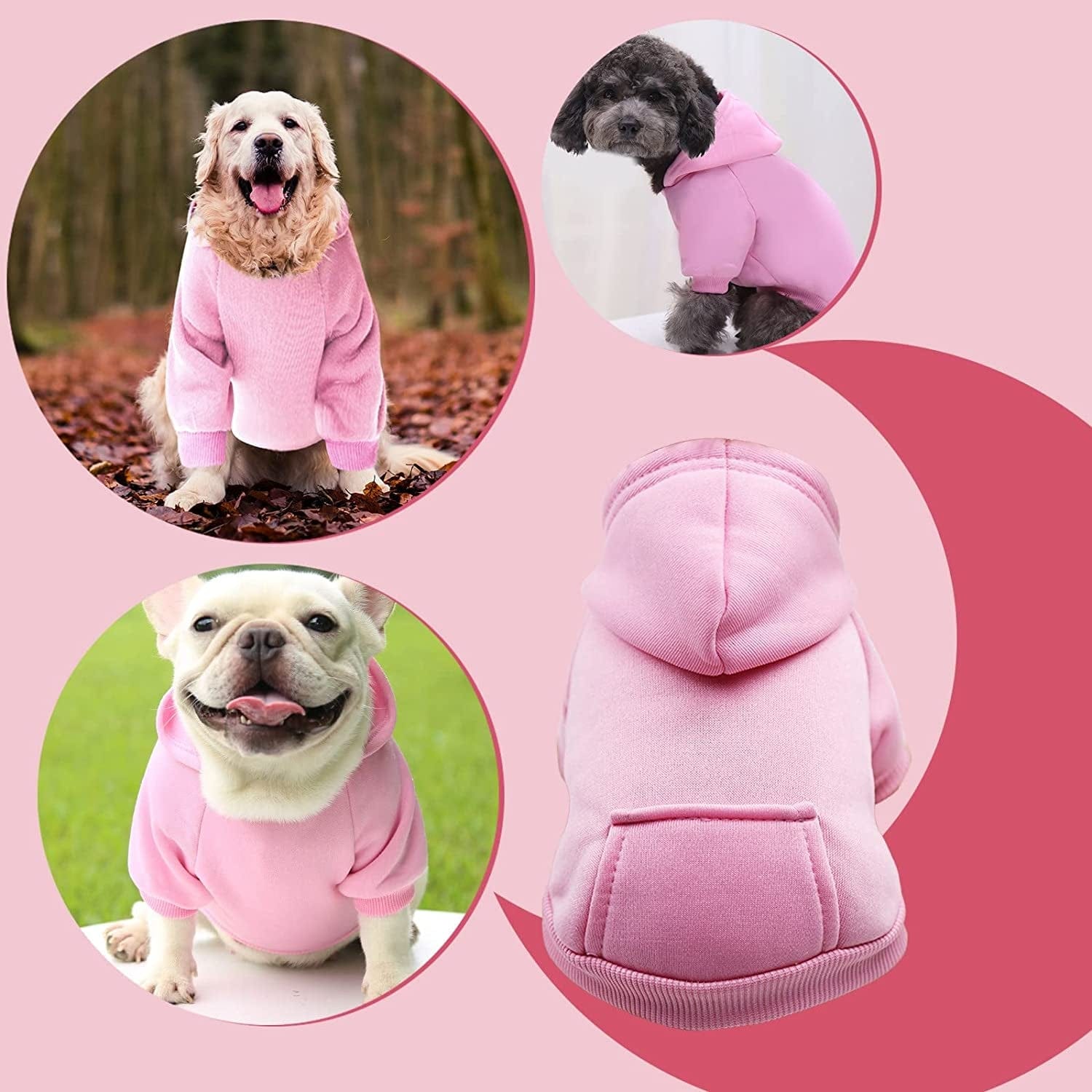 Ypfxvk Puppy Fleece Boy for Small Winter Medium Clothes Dog Warm Dogs Sweater Girl with Pocket Hoodie Fall Pet Clothes (Pink-2, XS) Animals & Pet Supplies > Pet Supplies > Dog Supplies > Dog Apparel Ypfxvk   