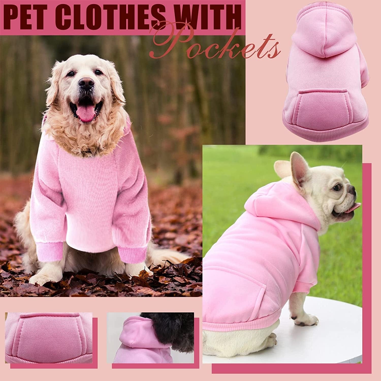 Ypfxvk Puppy Fleece Boy for Small Winter Medium Clothes Dog Warm Dogs Sweater Girl with Pocket Hoodie Fall Pet Clothes (Pink-2, XS) Animals & Pet Supplies > Pet Supplies > Dog Supplies > Dog Apparel Ypfxvk   