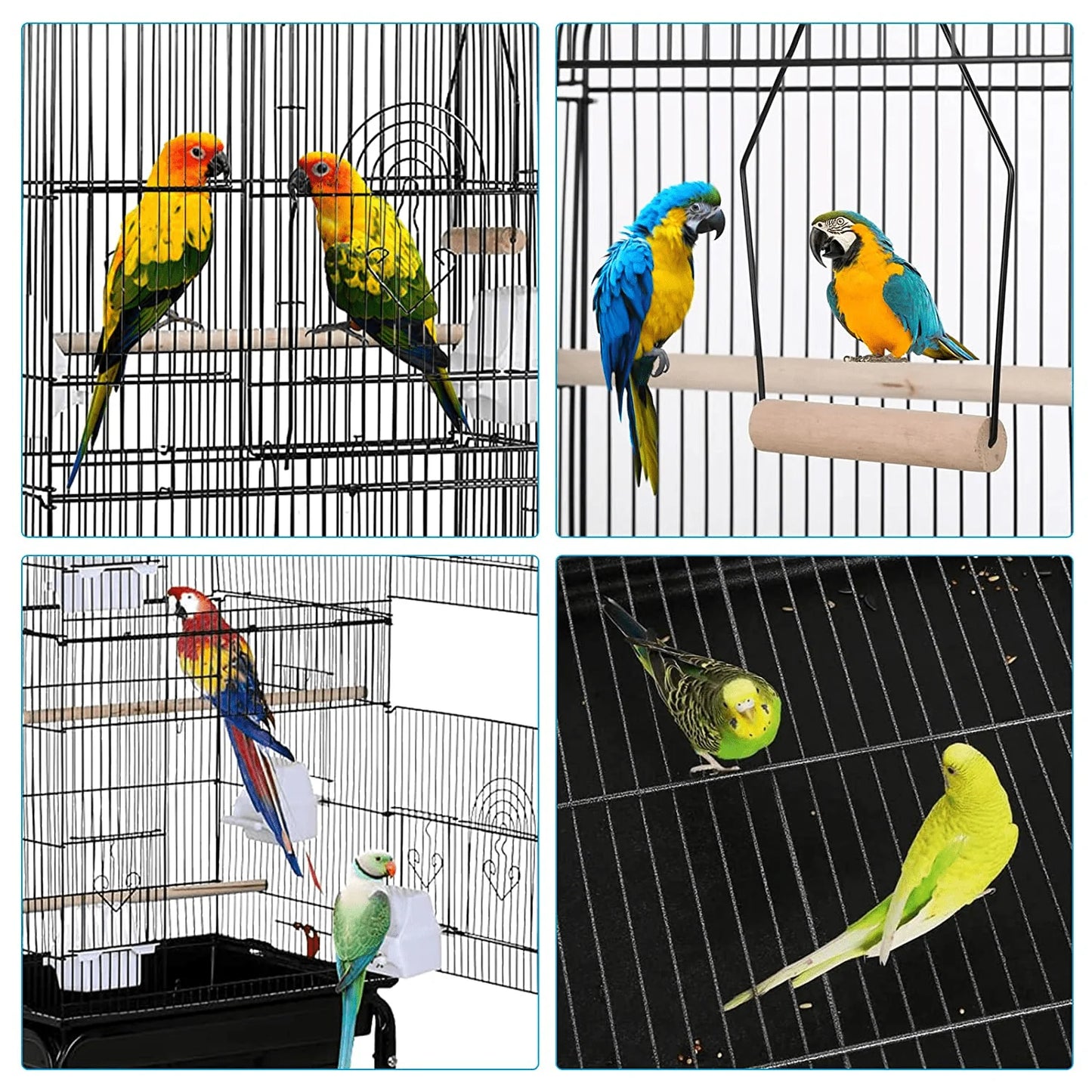 Yrllensdan Large Bird Cage 64" 2 in 1 Open Top Parakeet Cage Detachable Rolling Stand Budgie Lovebird Conure Finch Cage Chinchila Cockatiel Pet House Vision Birdcages- Black Animals & Pet Supplies > Pet Supplies > Bird Supplies > Bird Cages & Stands YRLLENSDAN   