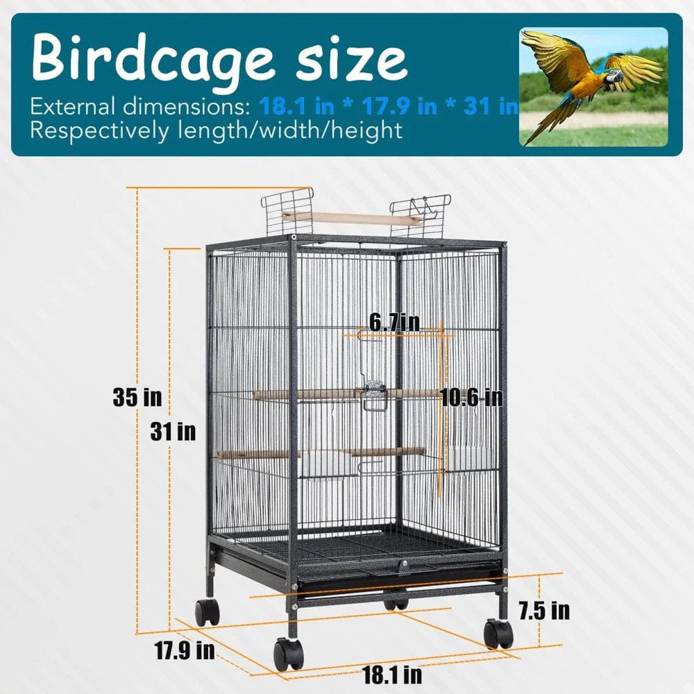 YRLLENSDAN Large Bird Cage for Parakeets, Heavy Duty 35 Inch Height Bird Cages with Stand for Cocktails Parakeet Parrot Cage Birdcage for Parrots Conure Lovebird Cockatiel Animals & Pet Supplies > Pet Supplies > Bird Supplies > Bird Cages & Stands YRLLENSDAN   