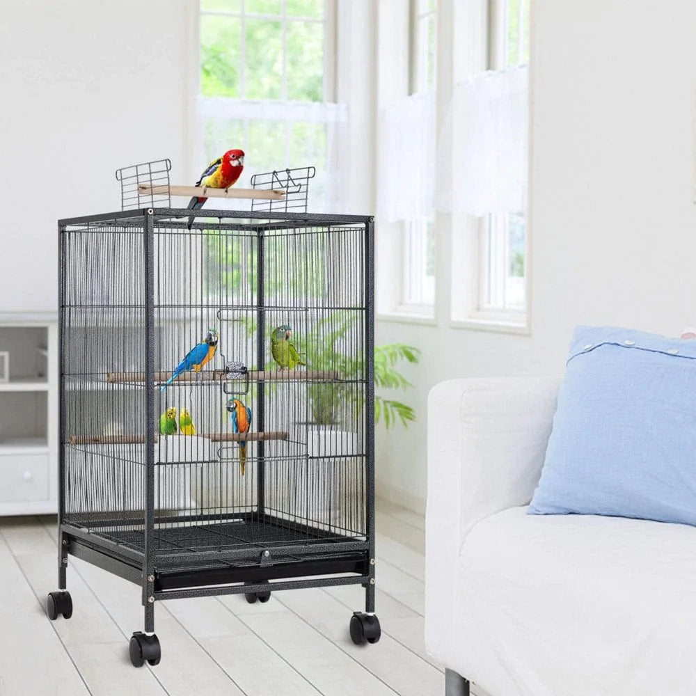 YRLLENSDAN Large Bird Cage for Parakeets, Heavy Duty 35 Inch Height Bird Cages with Stand for Cocktails Parakeet Parrot Cage Birdcage for Parrots Conure Lovebird Cockatiel Animals & Pet Supplies > Pet Supplies > Bird Supplies > Bird Cages & Stands YRLLENSDAN   