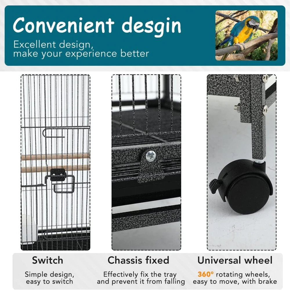 YRLLENSDAN Large Bird Cage for Parakeets, Heavy Duty 35 Inch Height Bird Cages with Stand for Cocktails Parakeet Parrot Cage Birdcage for Parrots Conure Lovebird Cockatiel Animals & Pet Supplies > Pet Supplies > Bird Supplies > Bird Cages & Stands YRLLENSDAN   