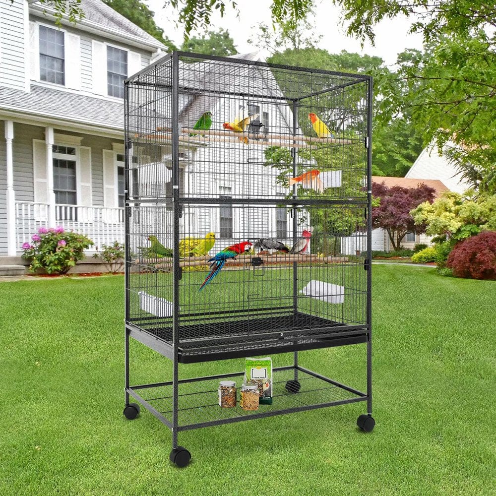 YRLLENSDAN Large Bird Cage for Parakeets, Heavy Duty 35 Inch Height Bird Cages with Stand for Cocktails Parakeet Parrot Cage Birdcage for Parrots Conure Lovebird Cockatiel Animals & Pet Supplies > Pet Supplies > Bird Supplies > Bird Cages & Stands YRLLENSDAN 53”Height  