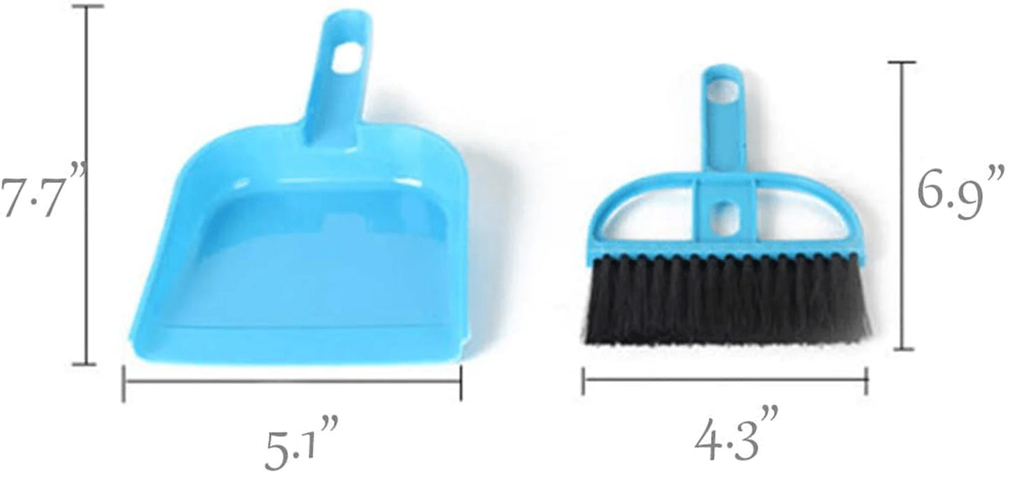 Yu-Xiang 3 Pack Hamster Mini Dustpan and Broom Set Guinea Pig Classical Besom Chinchillas Sweeper Cavy Cage Clean Hedgehogs Scooper for Small Animal (Blue)
