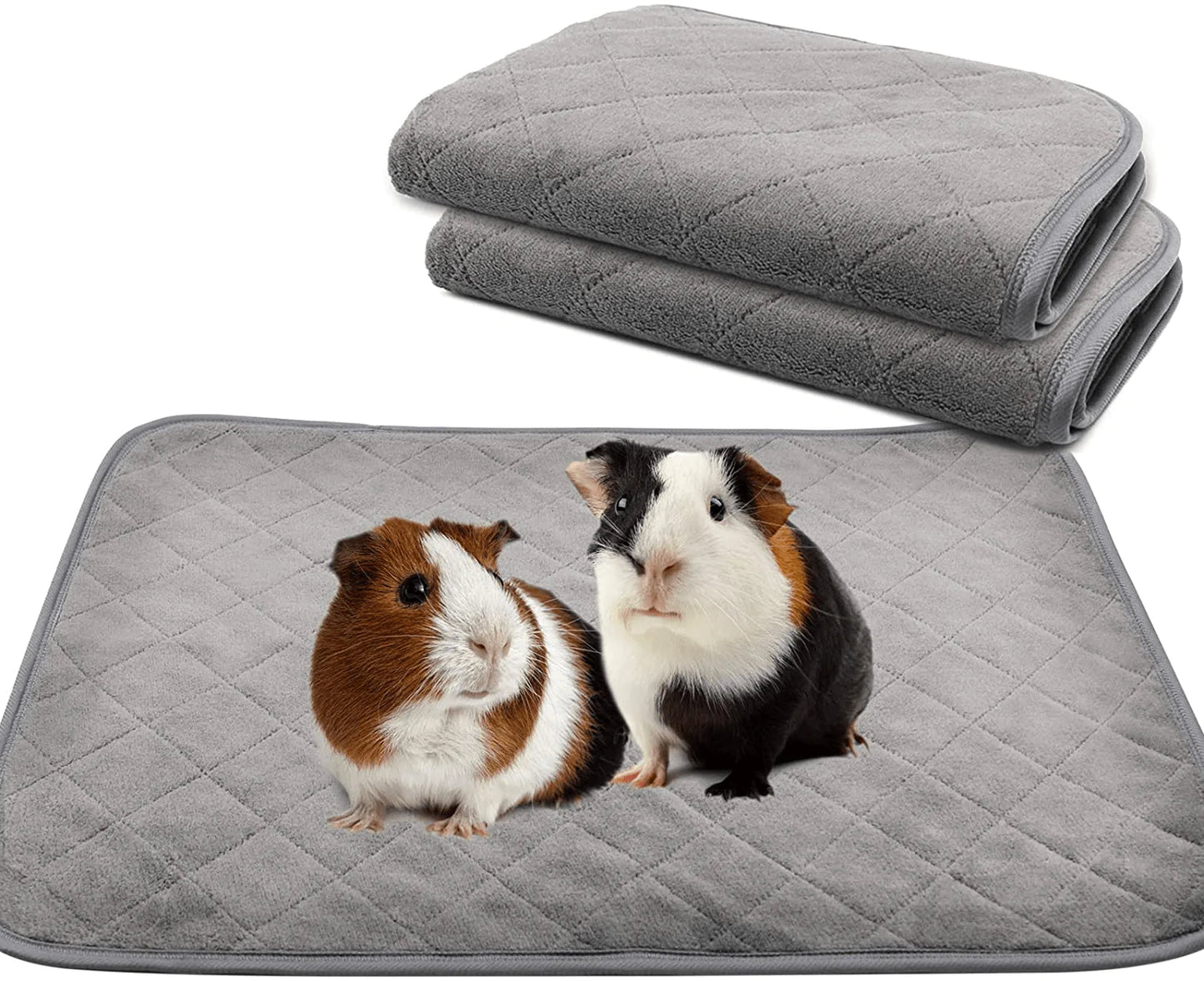 YUEPET 2 Packs Guinea Pig Fleece Cage Liners - Waterproof Reusable& anti Slip Guinea Pig Bedding Super Absorbent Pee Pad for Small Animals Animals & Pet Supplies > Pet Supplies > Small Animal Supplies > Small Animal Bedding YUEPET 23.6x17.7 Inch(Pack of 2)  