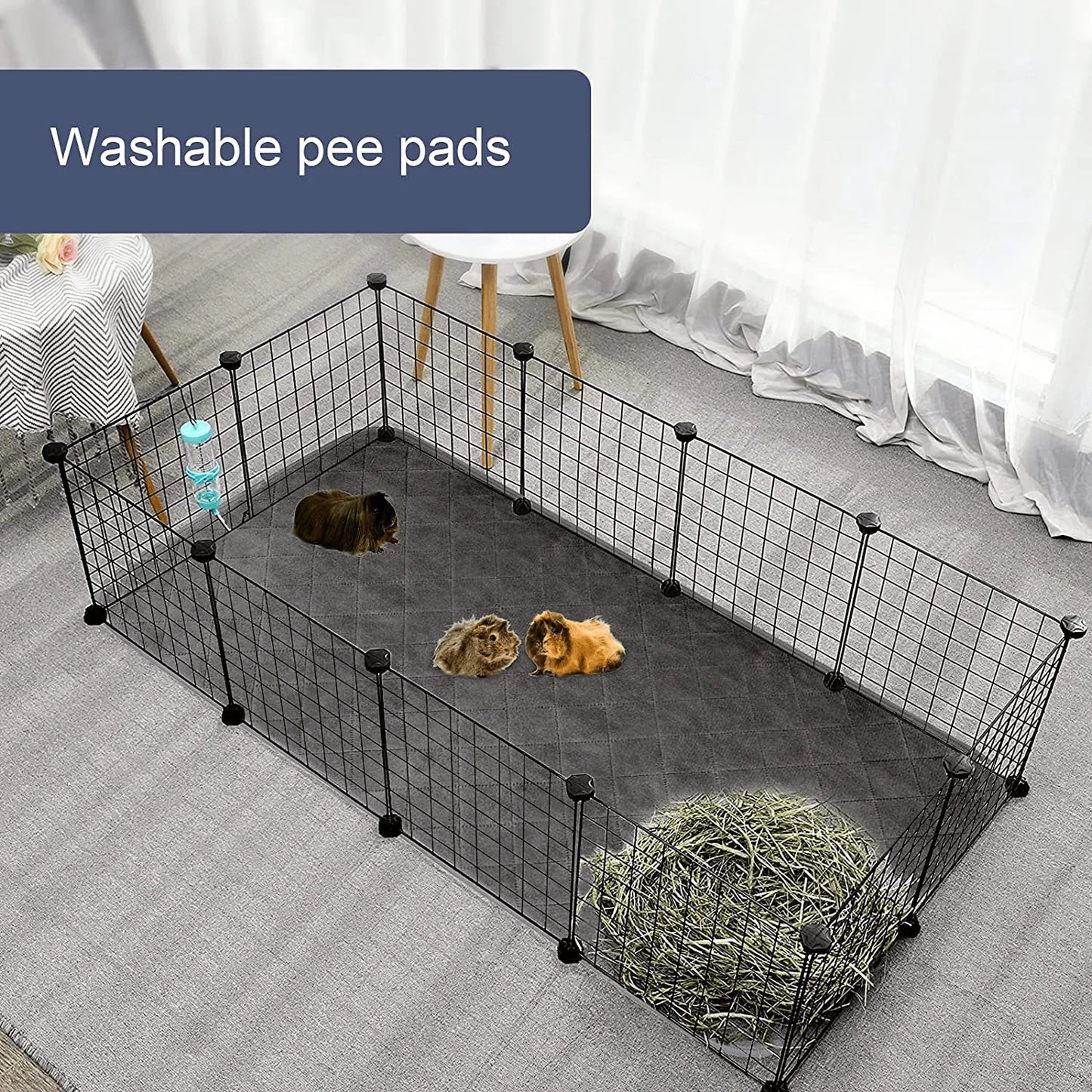 YUEPET 2 Packs Guinea Pig Fleece Cage Liners - Waterproof Reusable& anti Slip Guinea Pig Bedding Super Absorbent Pee Pad for Small Animals Animals & Pet Supplies > Pet Supplies > Small Animal Supplies > Small Animal Bedding YUEPET   