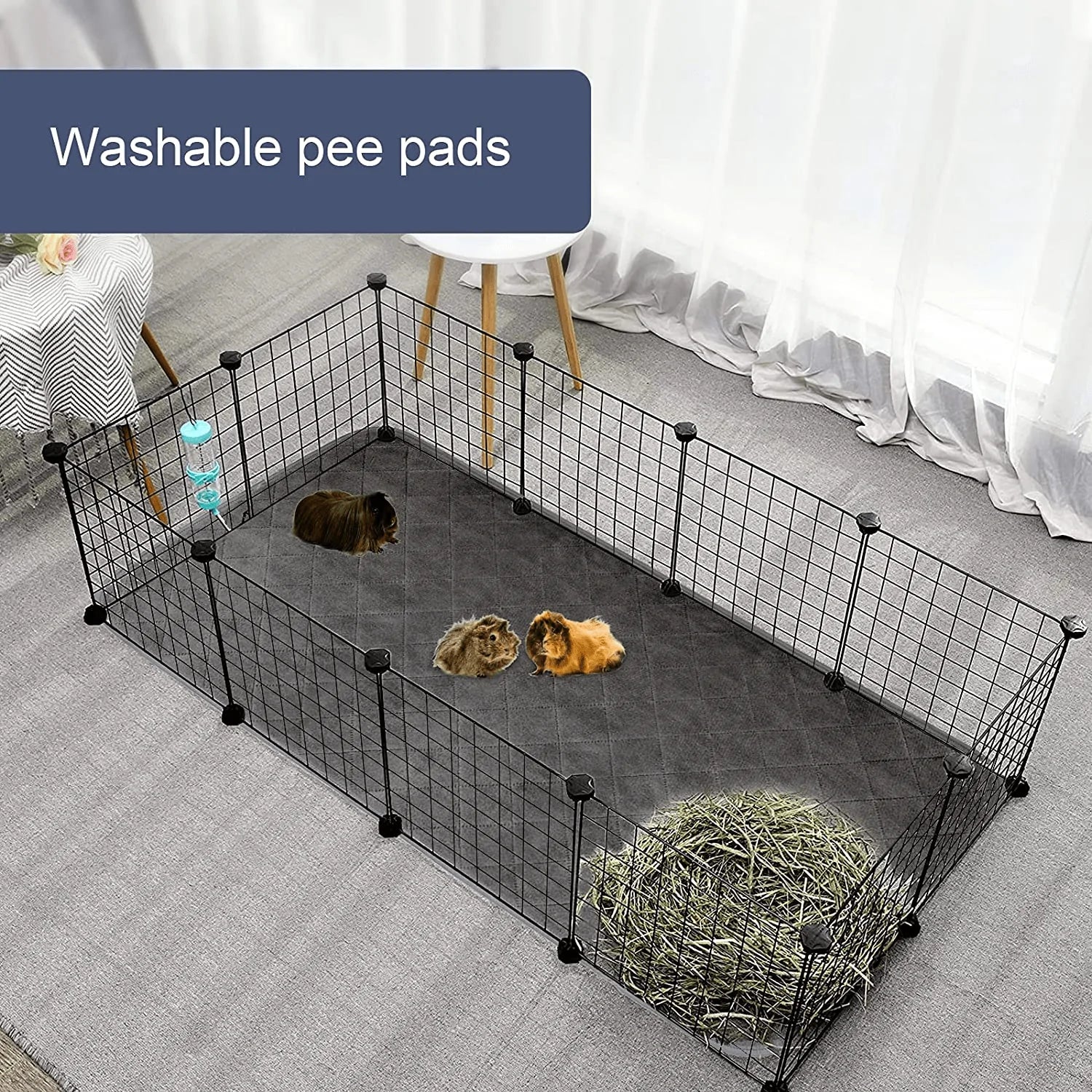 YUEPET 2 Packs Guinea Pig Fleece Cage Liners - Waterproof Reusable& anti Slip Guinea Pig Bedding Super Absorbent Pee Pad for Small Animals Animals & Pet Supplies > Pet Supplies > Small Animal Supplies > Small Animal Bedding YUEPET   