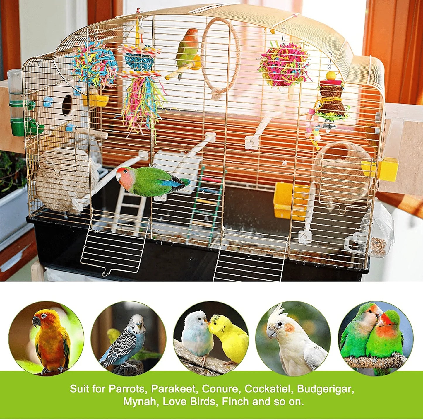 YUEPET 4 Pack Bird Shredder Toys Small Parrot Chewing Toys Parrot Cage Foraging Hanging Toy for Small Bird Parakeets Parrotlets Lovebirds Cockatiels Animals & Pet Supplies > Pet Supplies > Bird Supplies > Bird Toys YUEPET   