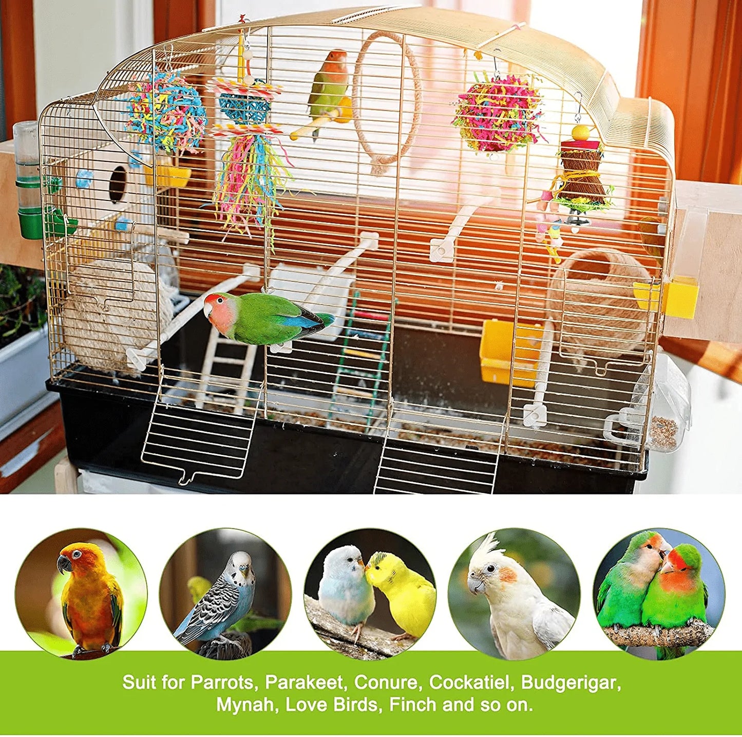 YUEPET 4 Pack Bird Shredder Toys Small Parrot Chewing Toys Parrot Cage Foraging Hanging Toy for Small Bird Parakeets Parrotlets Lovebirds Cockatiels