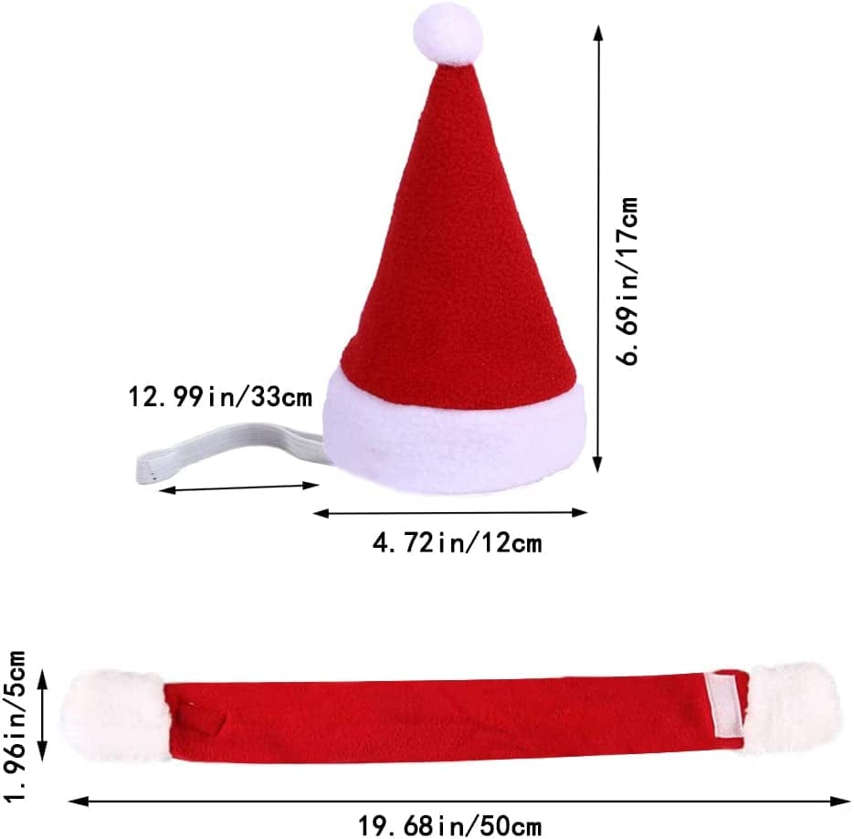 YUJUN 2PCS Cat Christmas Costume Christmas Pet Santa Hat with Scarf Outfit for Puppy Kitten Christmas Party Costume Supplies Animals & Pet Supplies > Pet Supplies > Dog Supplies > Dog Apparel YUJUN   