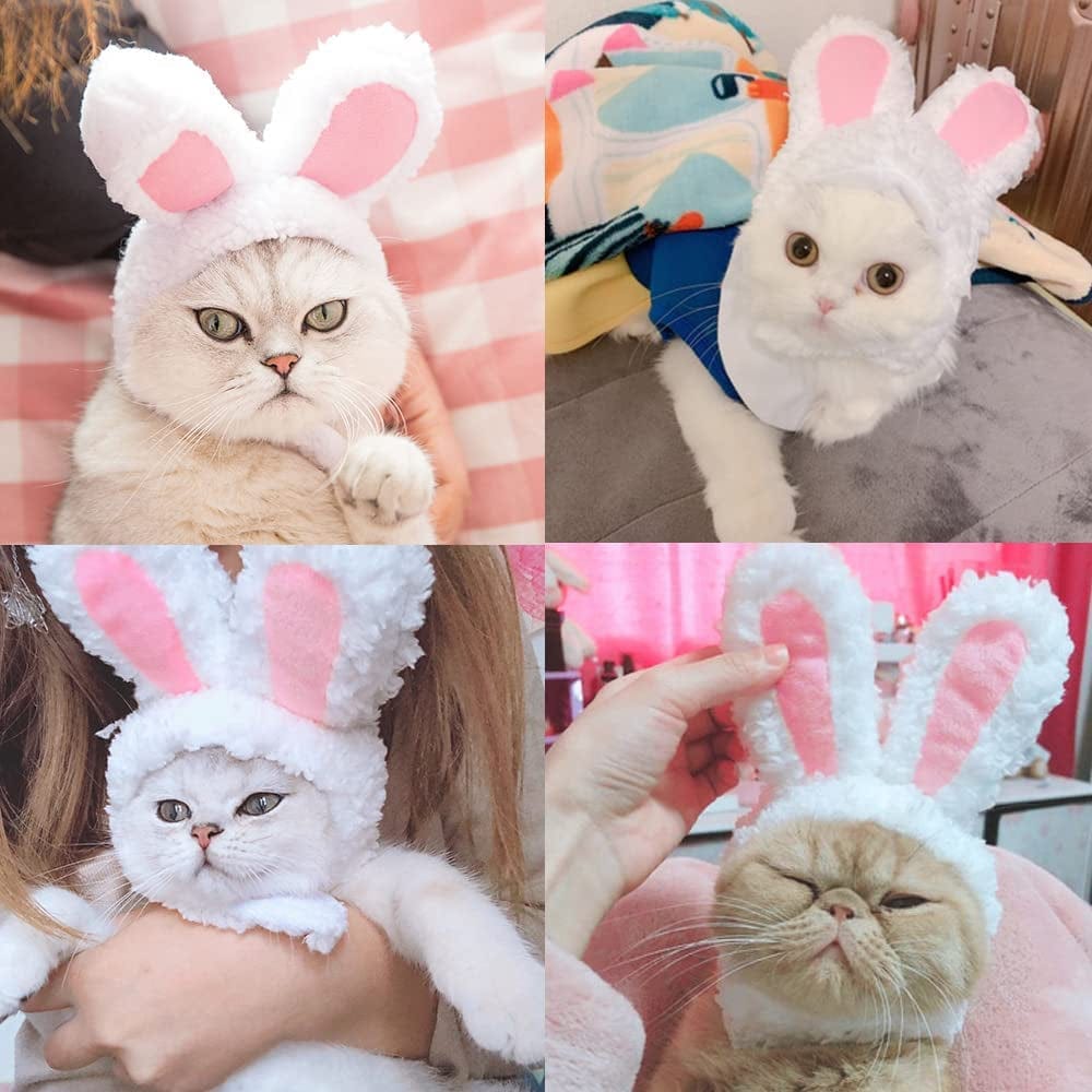 YUJUN Cat Easter Cute Costume Pet Bunny Rabbit Hat with Ears for Cats Small Dogs Puppy Easter Party Costume Accessory Headwear Animals & Pet Supplies > Pet Supplies > Dog Supplies > Dog Apparel YUJUN   