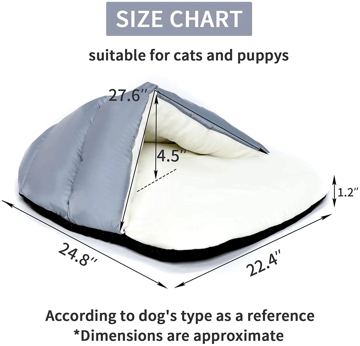 Yunnarl Ultra Soft Polar Fleece Dog Bed - Washable Pet House Cave Bed for Small Medium Dog Cat Waterproof Surface Bottom Dog Bed Cat Bed