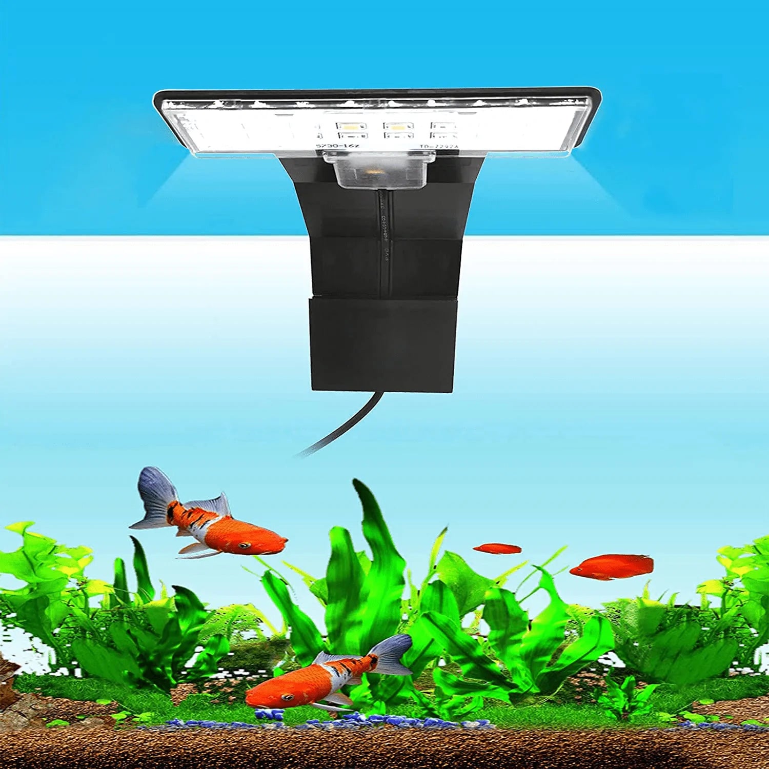 YXRAN X3 Libra Planted Aquarium Light 6W Fish Tank Clip on Light with 12 Color Changing Leds for 6Mm Thick Fish Tanks, Black