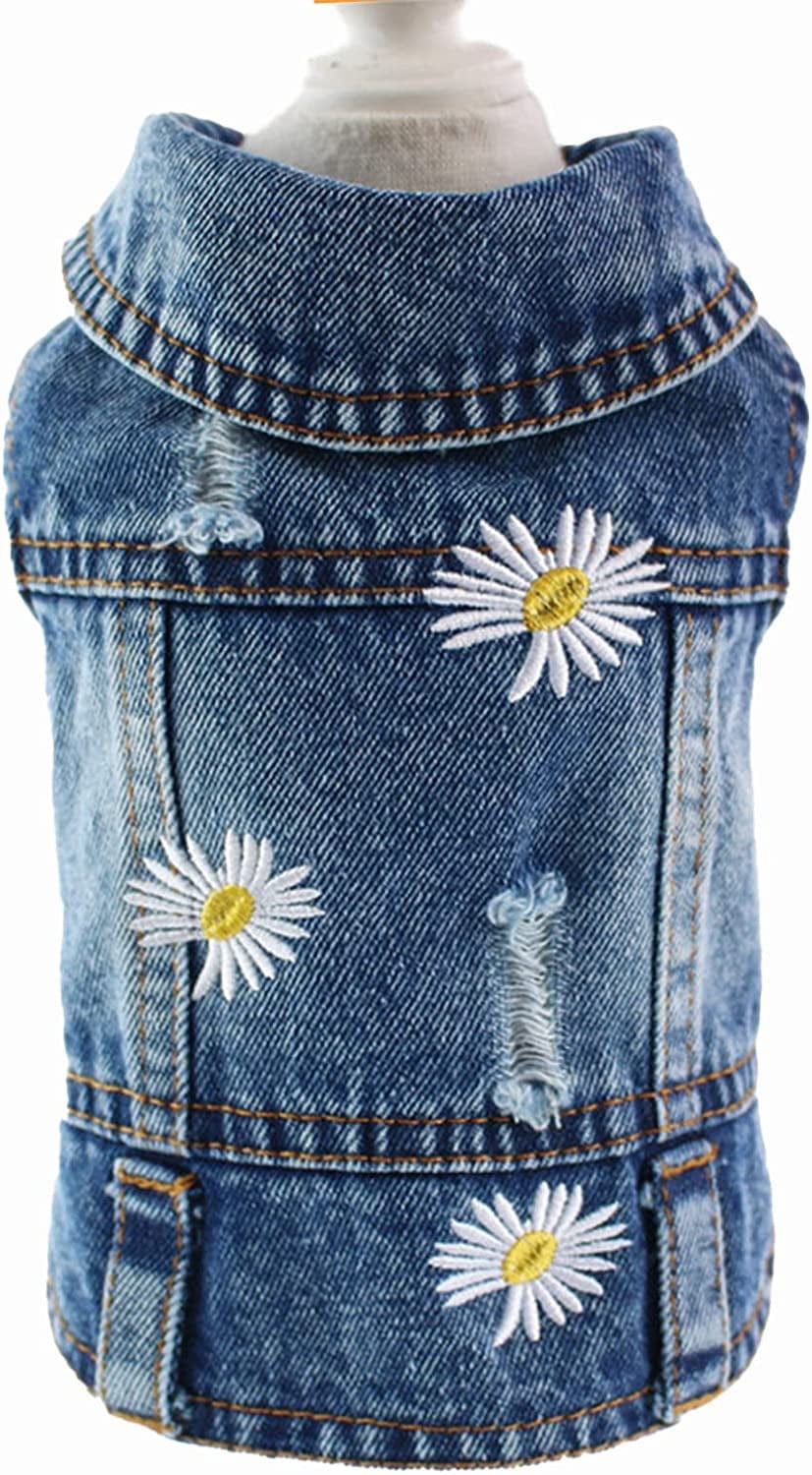 YZHZIIR Dog Jean Jacket,Machine Washable Pet Clothes Puppy Denim T-Shirt Coat Small Medium Dogs Lapel Vests Classic Hoodies Clothing for Chihuahua Yorkies Cowboy Vest Dog Dress Animals & Pet Supplies > Pet Supplies > Dog Supplies > Dog Apparel YZHZIIR Blue L 
