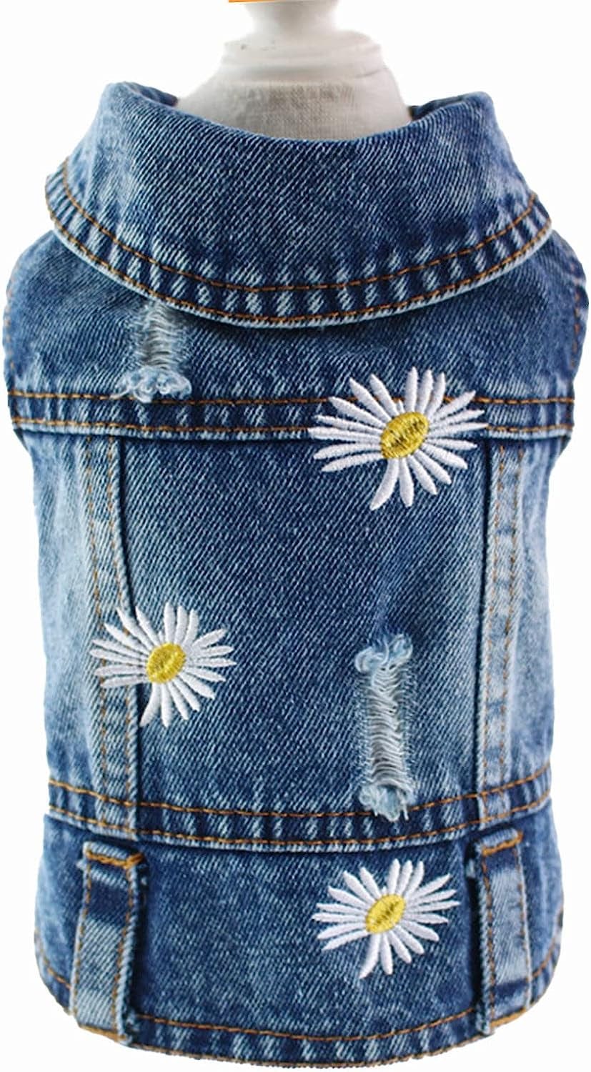 YZHZIIR Dog Jean Jacket,Machine Washable Pet Clothes Puppy Denim T-Shirt Coat Small Medium Dogs Lapel Vests Classic Hoodies Clothing for Chihuahua Yorkies Cowboy Vest Dog Dress Animals & Pet Supplies > Pet Supplies > Dog Supplies > Dog Apparel YZHZIIR Blue XXL 