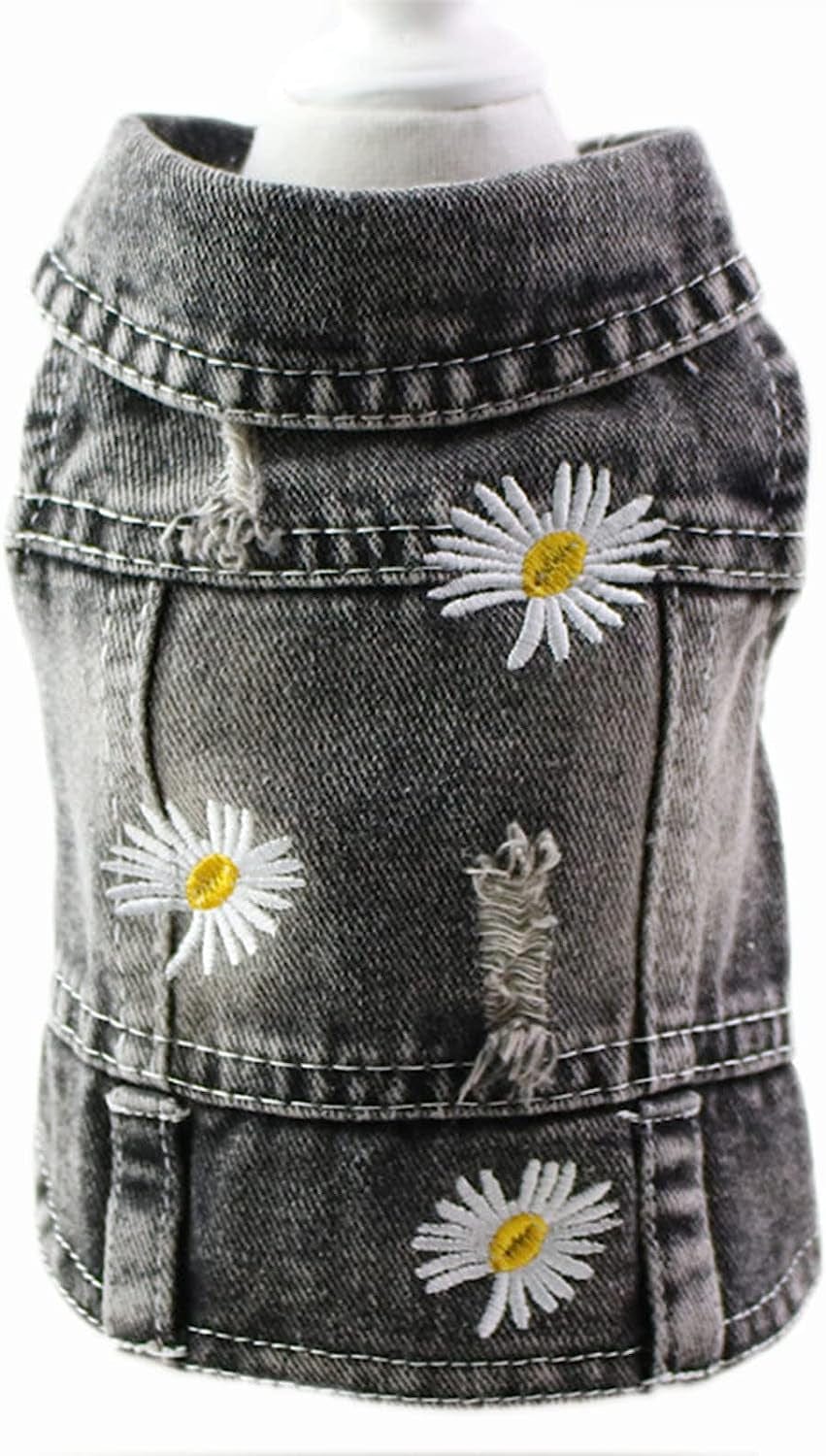 YZHZIIR Dog Jean Jacket,Machine Washable Pet Clothes Puppy Denim T-Shirt Coat Small Medium Dogs Lapel Vests Classic Hoodies Clothing for Chihuahua Yorkies Cowboy Vest Dog Dress Animals & Pet Supplies > Pet Supplies > Dog Supplies > Dog Apparel YZHZIIR Black Medium 